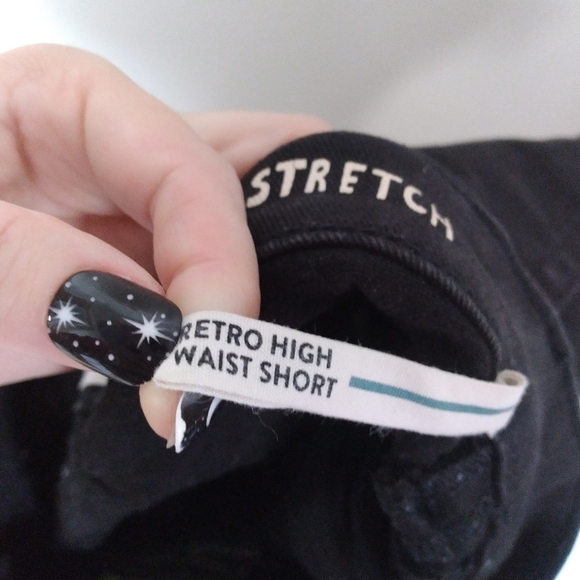 Garage Black Denim Retro High Waist Cut Off Shorts Size 3 - Picture 8 of 12